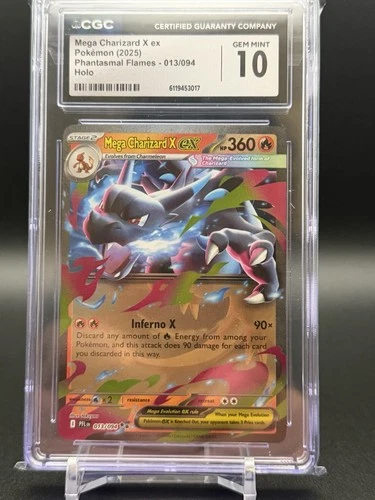 Pokémon Mega Charizard X ex 013/094 Phantasmal Flames EX Holo CGC 10 Gem Mint