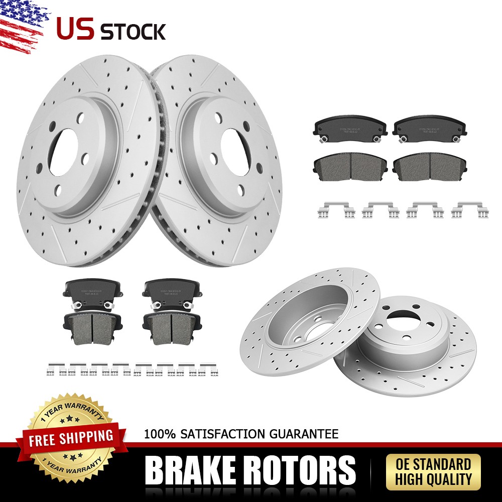 Front+Rear Drilled Rotors and Brake Pads Set for Chrysler 300 Charger Magnum RWD