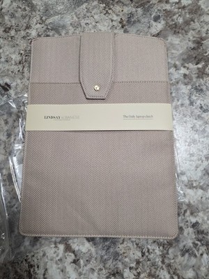Lindsay Albanese Laptop Cover Herringbone Pattern Beige