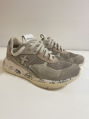 PREMIATA women's suede and canvas sneakers MASED 7397 beige-pink