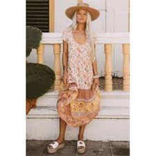 Spell and the Gypsy Women's Portobello Road Babydoll Floral Boho Midi Dress XL