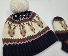 Baby GAP 12-18 Month Soft Knit Pom Pom Fairisle Reindeer Beanie & Mitten Set — photo 2