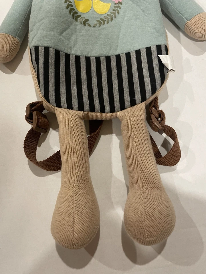 Adorable Tan and Blue Bunny Plush Backpack - Image 2 of 4