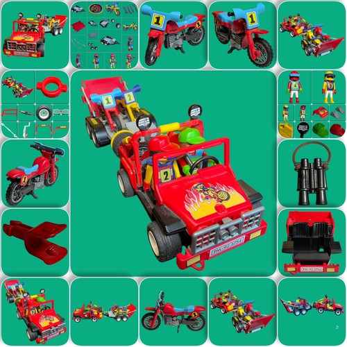 Playmobil 3754  Jeep-Motocross-Anhänger, Motorrad-Rennpilot  Auswählen #PM108