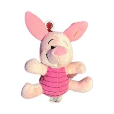 Disney Winnie the Pooh Piglet Rattle Small Pink Plush Stuffed Toy