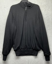 FootJoy Mens Size L Black Long Sleeve 1/4 Zip Wool Pullover Sweater S5 