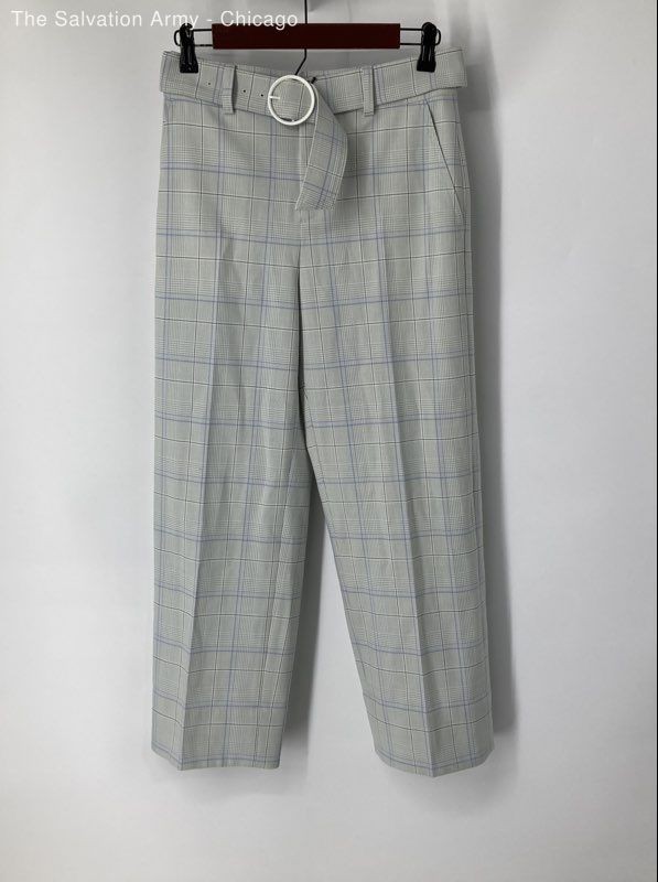 Club Monaco Womens Blue Plaid Flat Front Straight Leg Dress Pants Size 0
