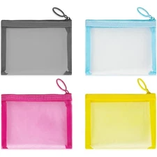 Mini Mesh Zipper Pouches 4 Pack Transparent Cosmetic Makeup Travel Organizer