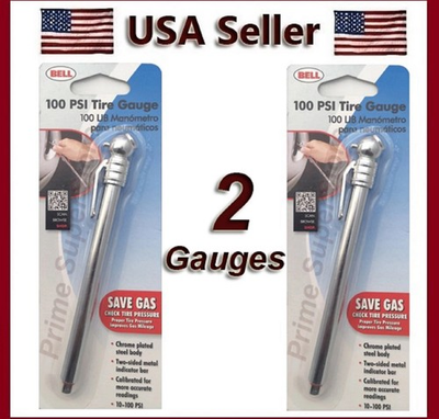 #ad 2 New Bell Tire Air Pressure gauge With 10 100 Psi Max Car Auto Truck Bike Tool $8.29