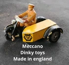 VINTAGE DINKY TOYS #44B AA MOTORCYCLE PATROL SIDECAR 1930's MECCANO ENGLAND