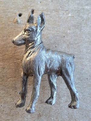 vintage pewter Doberman Pinscher Dog Lapel Pin Back