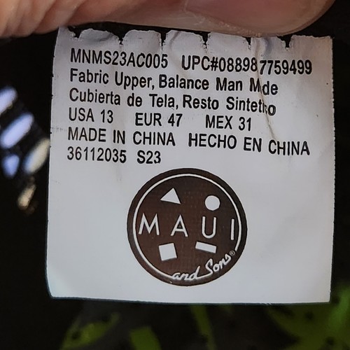 Maui and Sons Mens Sz 13 Black Green H2FL Toggle Closure Traction Water Shoes - Picture 5 of 5