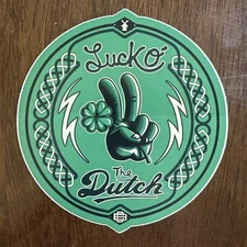 DUTCH Bros STICKER Old STYLE Stock LUCK o’ THE Dutch PEACE Limited RARE Green