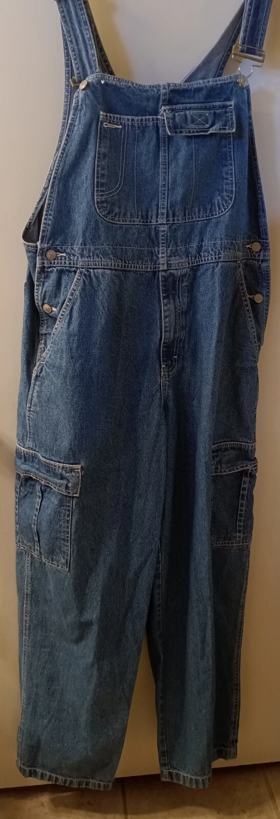 Faded Glory Denim Jeans Bib Overalls Zipper Fly Cottage Granny Large Unisex