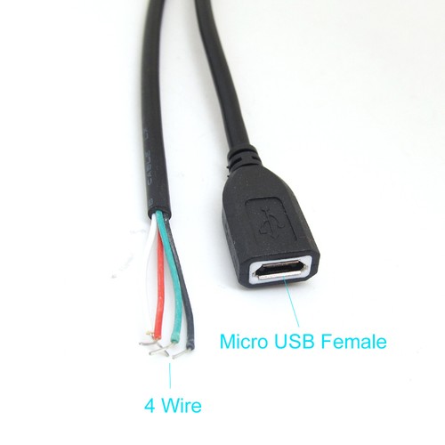 1pc 0.3M/1ft Micro 5pin USB Female Jack 4 wires Data Pigtail Cable Cord DIY - Picture 2 of 6