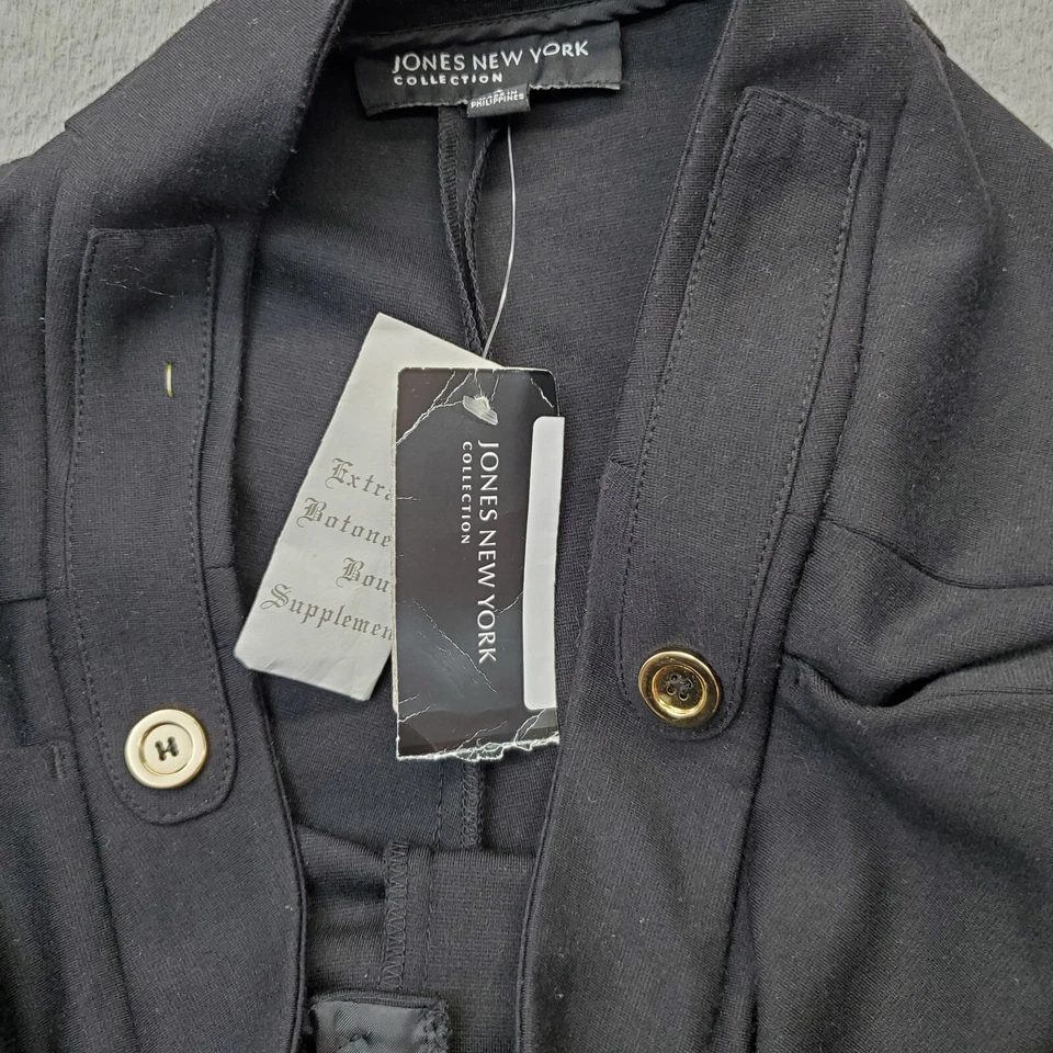 Jones New York Pants Women Size 4 Black Stretch Wide-Leg Slash Pockets Low Waist - Image 3 of 4