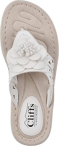 Cliffs By White Mountain Women's Cynthia Thong Wedge Sandals, White Size 9.5W - Picture 2 of 5