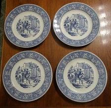4Homer Laughlin Stratford Shakespeare Country Blue Avon Inn Dessert Plates 7-1/4