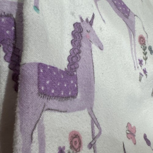 Pottery Barn Kids Full Size White & Purple Unicorn Flannel Fitted & Full Sheets - Picture 2 of 6