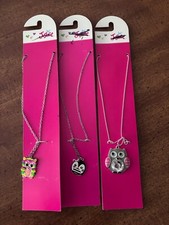 NWT Set of 3 Justice necklaces One with a penguin and two with owls J2