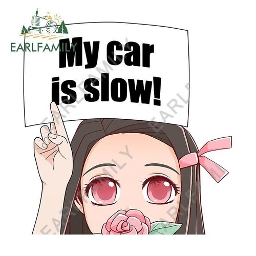 EARLFAMILY 5.1" Demon Slayer Nezuko My Car Is Slow car Stickers Motorcycle Decor - Picture 4 of 12