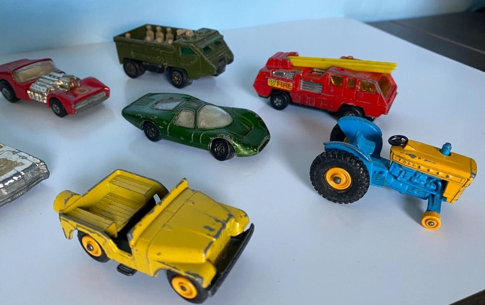 Vintage Lesney Matchbox Series Lot of 7 Superfast Jeep Tractor Fire Army Police - Image 3 of 4
