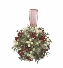 Kissing Krystals 5" Holly KISSING BALL Mistletoe Christmas Decor Ornament, Ganz