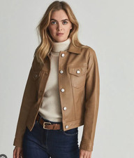 Nwt Reiss Piper Leather Jacket Brown Size Uk10/us6 Brand New With Tags