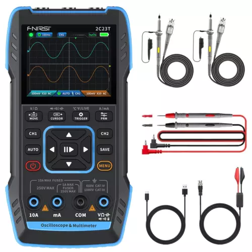 【Upgraded Model 2*P6100 Probe】  3 In1 Oscilloscope/Multimeter/Dds Signal Generat