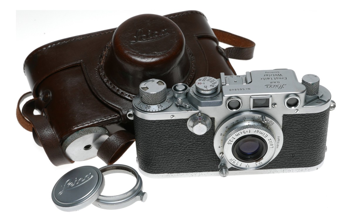 Leica IIIf red dial camera with Elmar 3.5/50mm lens great