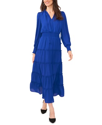 chinese dress ladies Vince Camuto V-Neck Tiered Skirt Dress with Balloon Sleeve French Roast XS  at Amazon Women's Clothing store main image 0