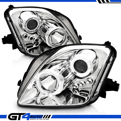For 1997-2001 Honda Prelude LED Halo Black Projector Headlights Lamps L+R Pair