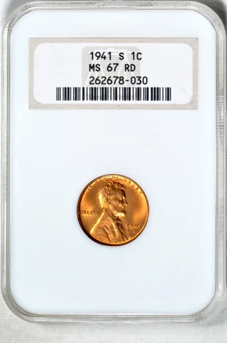 1941-S 1C Lincoln Wheat Cent NGC MS67RD OFH