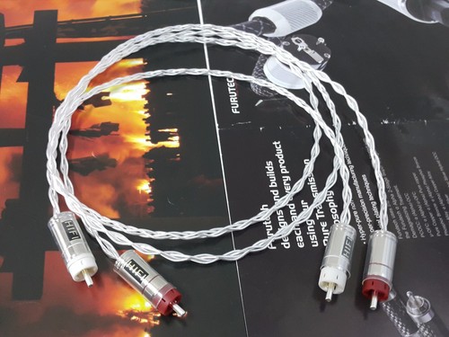 1Pair TF4 8N OCC Silver Wire HiFi RCA Audio Cable interconnect