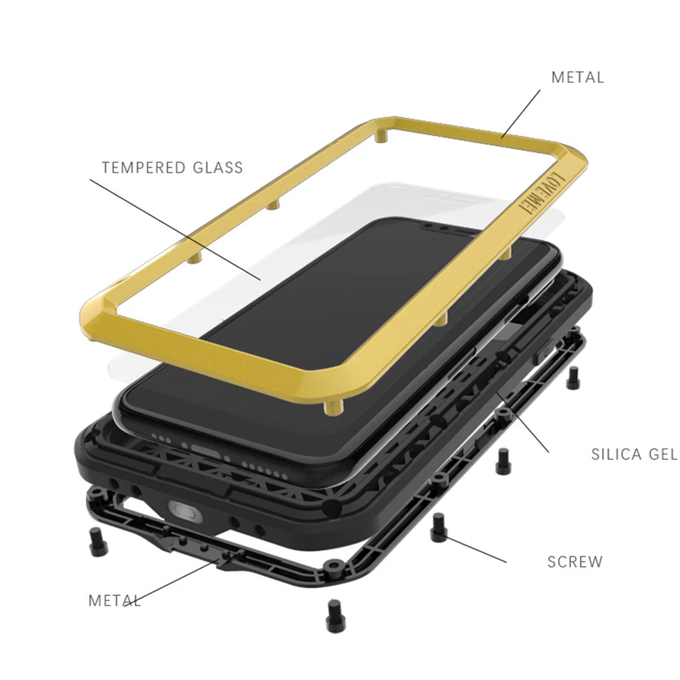 For iPhone 13 14 15 Pro Max 12 7 8 X 11 Shockproof Gorilla Glass Aluminum Case - Image 2 of 4