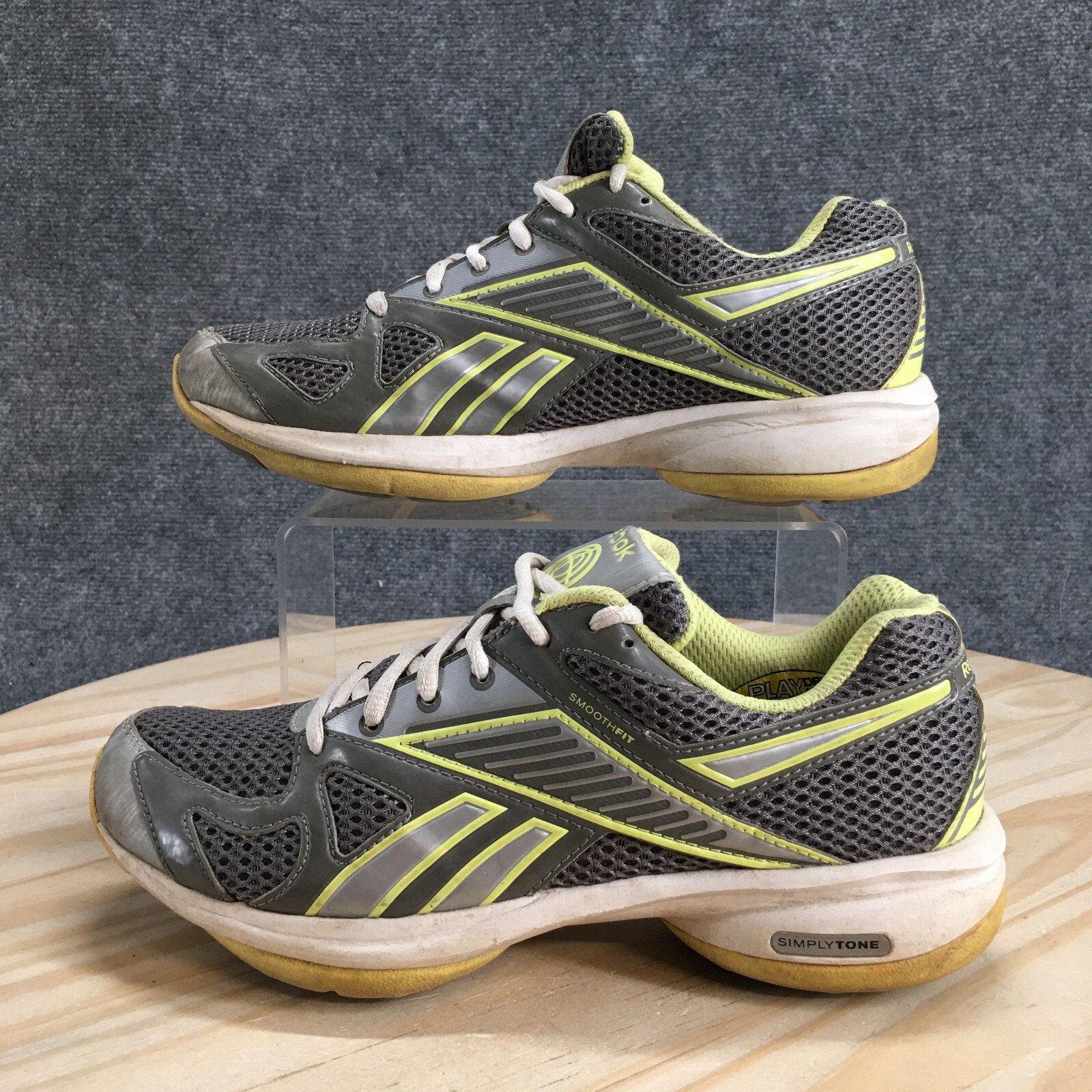Reebok Shoes Womens 6.5 Simply Tone Athletic Training Sneakers Gray Yellow Mesh