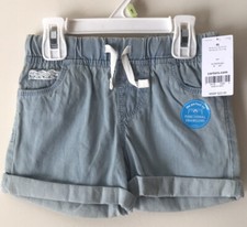Carter's Light Blue Chambray Shorts Toddler Girl Size 4T Drawcord NWT