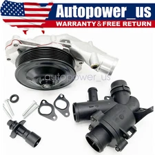 Water Pump w/ Bolts Gaskets Connector + Thermostat For Jaguar Land Rover V8 5.0L