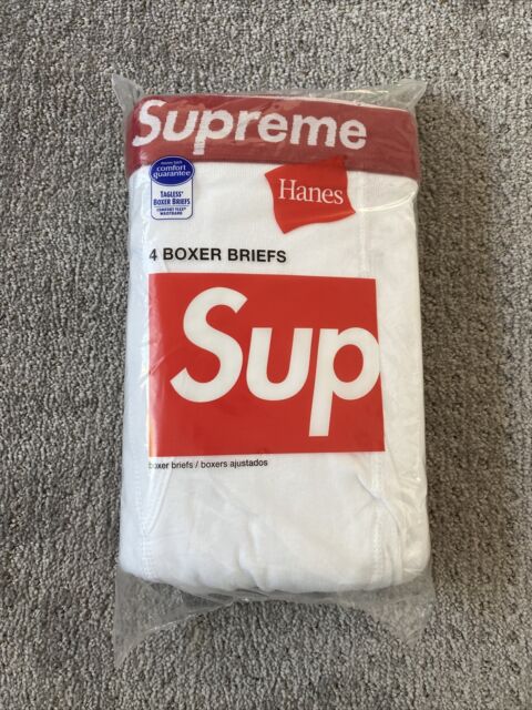 Supreme Hanes Tagless Boxer Briefs 4 Pack White XL for sale online 
