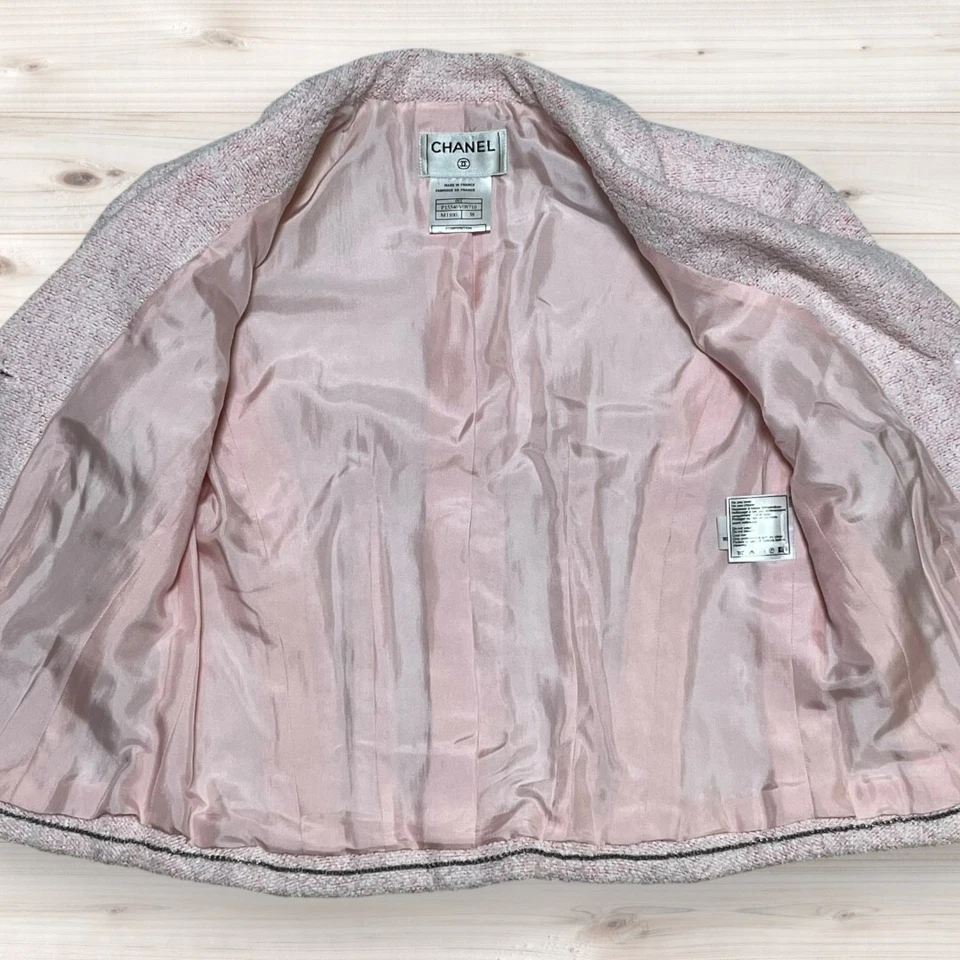 Chanel Pile Chaqueta Manga Corta Rosa 38 Hecho en Francia P15546V08710 M1100 Foto 2 de 4