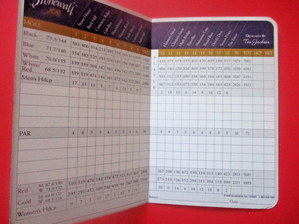 vtg Golf Scorecard STONEWALL GOLF CLUB gc Lake Manassas VA eBay