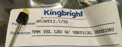 10 pcs Kingbright W53BT12.7/YD Yellow (GaAsP) LED w/ spacer 30 Deg 5mm ...