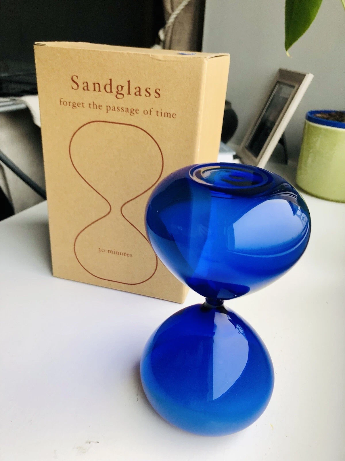 30 mins Hourglass Blue With White Sand Glass Timer