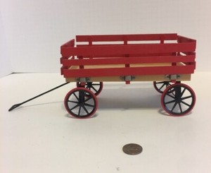 Dollhouse Miniature Outside Toys Red Metal Wagon /& Metal w Wood Sled 1:12 scale