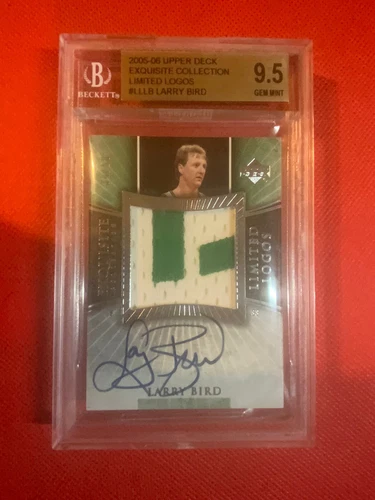 2005 UD Exquisite Larry Bird   Game Used Patch Auto 34/50 BGS 9.5/10** Pop 1