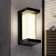 LANFU 3000K LED 18W Aluminum Rectangular Outdoor Wall Sconce Exterior Light
