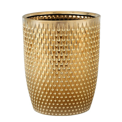 Modern Golden Small Trash Can Wastebasket, Garbage Container Bin for Bathrooms, 
