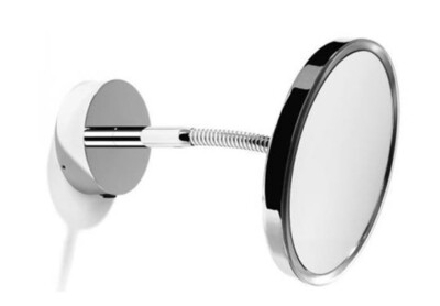 Samuel Heath polished chrome bathroom mirror with light and x5 magnification.