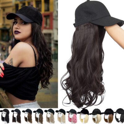 Baseball Cap with Curly Hair Wig Full Wigs Long Natural Bob Wavy Natural Women
