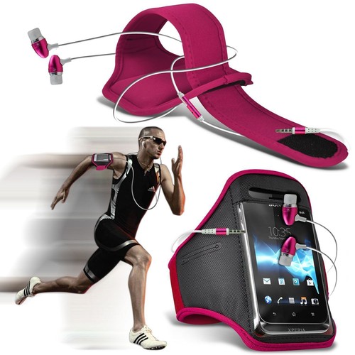 Quality Armband Phone Case+In Ear Headphones Headset✔Sports Accessory Pack✔Pink - 第 1/6 張圖片
